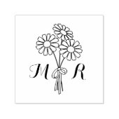 Elegant Floral White Daisies Monogram Wedding Zelfinktende Stempel (Design)