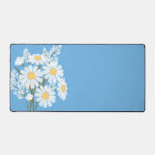 Elegant Floral White Daisies op blauw Bureaumat (Voorkant)