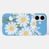 Elegant Floral White Daisies op blauw Case-Mate iPhone Case (Achterkant (horizontaal))