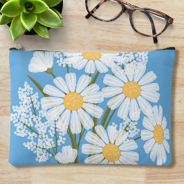 Elegant Floral White Daisies op blauw Etui