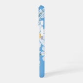 Elegant Floral White Daisies op blauw iPhone 16 Hoesje (Linkerkant)