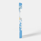 Elegant Floral White Daisies op blauw iPhone Hoesje (Linkerkant)