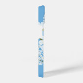 Elegant Floral White Daisies op blauw iPhone Hoesje (Rechterkant)