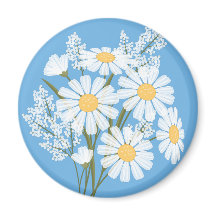 Elegant Floral White Daisies op blauw