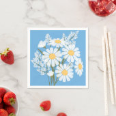 Elegant Floral White Daisies op blauw Servet (Insitu)
