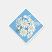 Elegant Floral White Daisies op blauw Servet (Hoek)