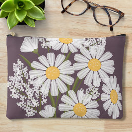 Elegant Floral White Daisies op donkere Paarse ton Etui