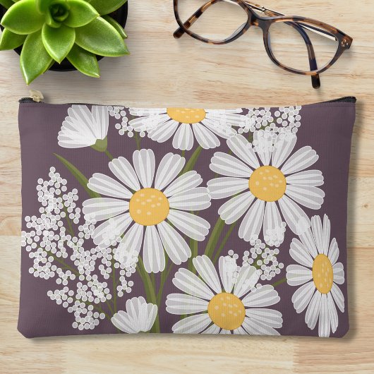 Elegant Floral White Daisies op donkere Paarse ton Etui