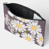 Elegant Floral White Daisies op donkere Paarse ton Etui (Open)