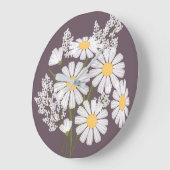 Elegant Floral White Daisies op donkere Paarse ton Grote Klok (Hoek)