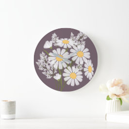 Elegant Floral White Daisies op donkere Paarse ton Grote Klok