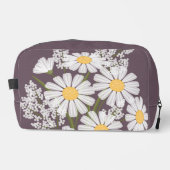Elegant Floral White Daisies op donkere Paarse ton Toilettasje (Voorkant)