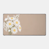 Elegant Floral White Daisies over beige Bureaumat (Voorkant)