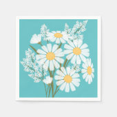 Elegant Floral White Daisies over Blauwgroen Servet (Voorkant)