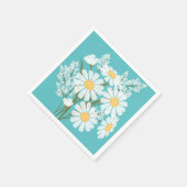Elegant Floral White Daisies over Blauwgroen Servet (Hoek)