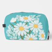 Elegant Floral White Daisies over Blauwgroen Toilettasje (Voorkant)