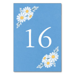 Elegant Floral White Daisies over Blue Wedding Kaart