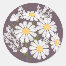 Elegant Floral White Daisies over het paardenhuwel Ronde Sticker