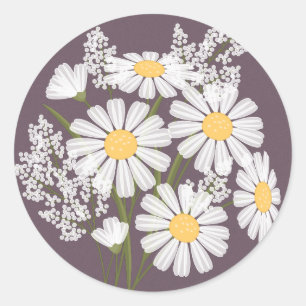 Elegant Floral White Daisies over het paardenhuwel Ronde Sticker