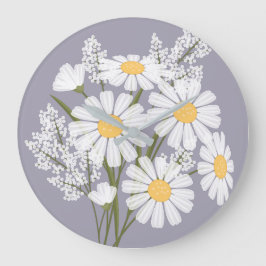 Elegant Floral White Daisies over Lavender Grote Klok