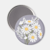 Elegant Floral White Daisies over Lavender Magneet (Voorkant / Achterkant)
