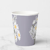 Elegant Floral White Daisies over Lavender Papieren Bekers (Rechts)