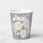 Elegant Floral White Daisies over Lavender Papieren Bekers (Voorkant)
