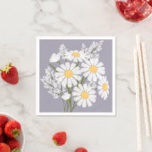 Elegant Floral White Daisies over Lavender Servet (Insitu)
