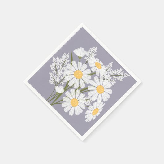 Elegant Floral White Daisies over Lavender Servet (Hoek)