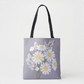 Elegant Floral White Daisies over Lavender Tote Bag (Voorkant)