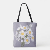 Elegant Floral White Daisies over Lavender Tote Bag (Achterkant)