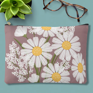 Elegant Floral White Daisies over Rosy Brown Etui