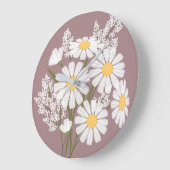 Elegant Floral White Daisies over Rosy Brown Grote Klok (Hoek)