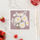 Elegant Floral White Daisies over Rosy Brown Servet (Insitu)