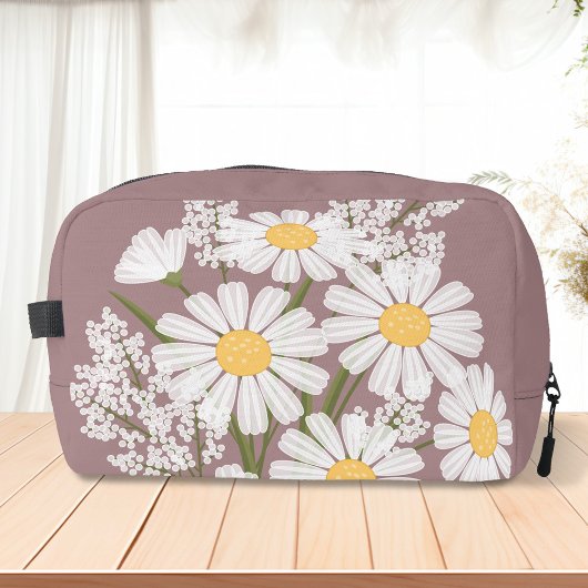 Elegant Floral White Daisies over Rosy Brown Toilettasje