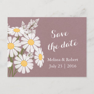 Elegant Floral White Daisies Roze sparen de Datum Aankondigingskaart