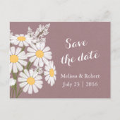 Elegant Floral White Daisies Roze sparen de Datum Aankondigingskaart (Voorkant)