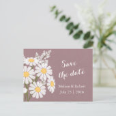 Elegant Floral White Daisies Roze sparen de Datum Aankondigingskaart (Staand voorkant)