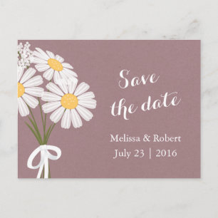 Elegant Floral White Daisies Roze sparen de Datum Aankondigingskaart