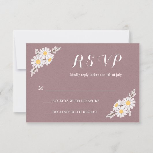 Elegant Floral White Daisies RSVP Wedding (Voorkant)