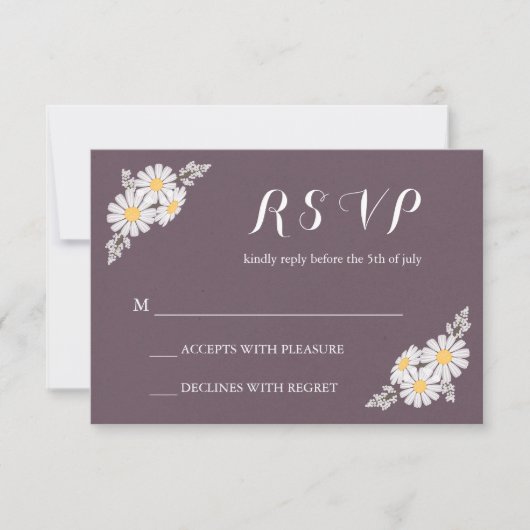 Elegant Floral White Daisies RSVP Wedding (Voorkant)