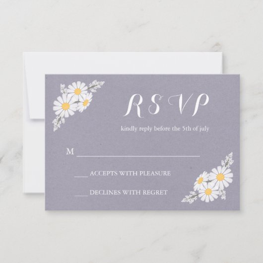 Elegant Floral White Daisies RSVP Wedding (Voorkant)