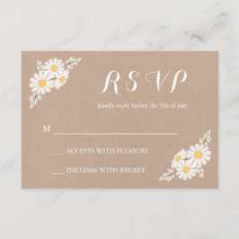 Elegant Floral White Daisies RSVP Wedding Kaartje