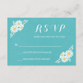 Elegant Floral White Daisies RSVP Wedding Kaartje