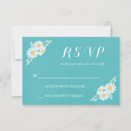 Elegant Floral White Daisies RSVP Wedding Kaartje