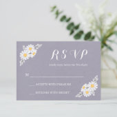 Elegant Floral White Daisies RSVP Wedding Kaartje (Staand voorkant)