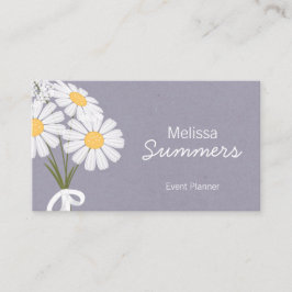 Elegant Floral White Daisies Rustic Visitekaartje