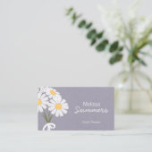 Elegant Floral White Daisies Rustic Visitekaartje (Staand voorkant)