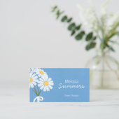 Elegant Floral White Daisies Rustic Visitekaartje (Staand voorkant)