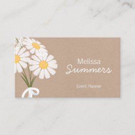 Elegant Floral White Daisies Rustic Visitekaartje